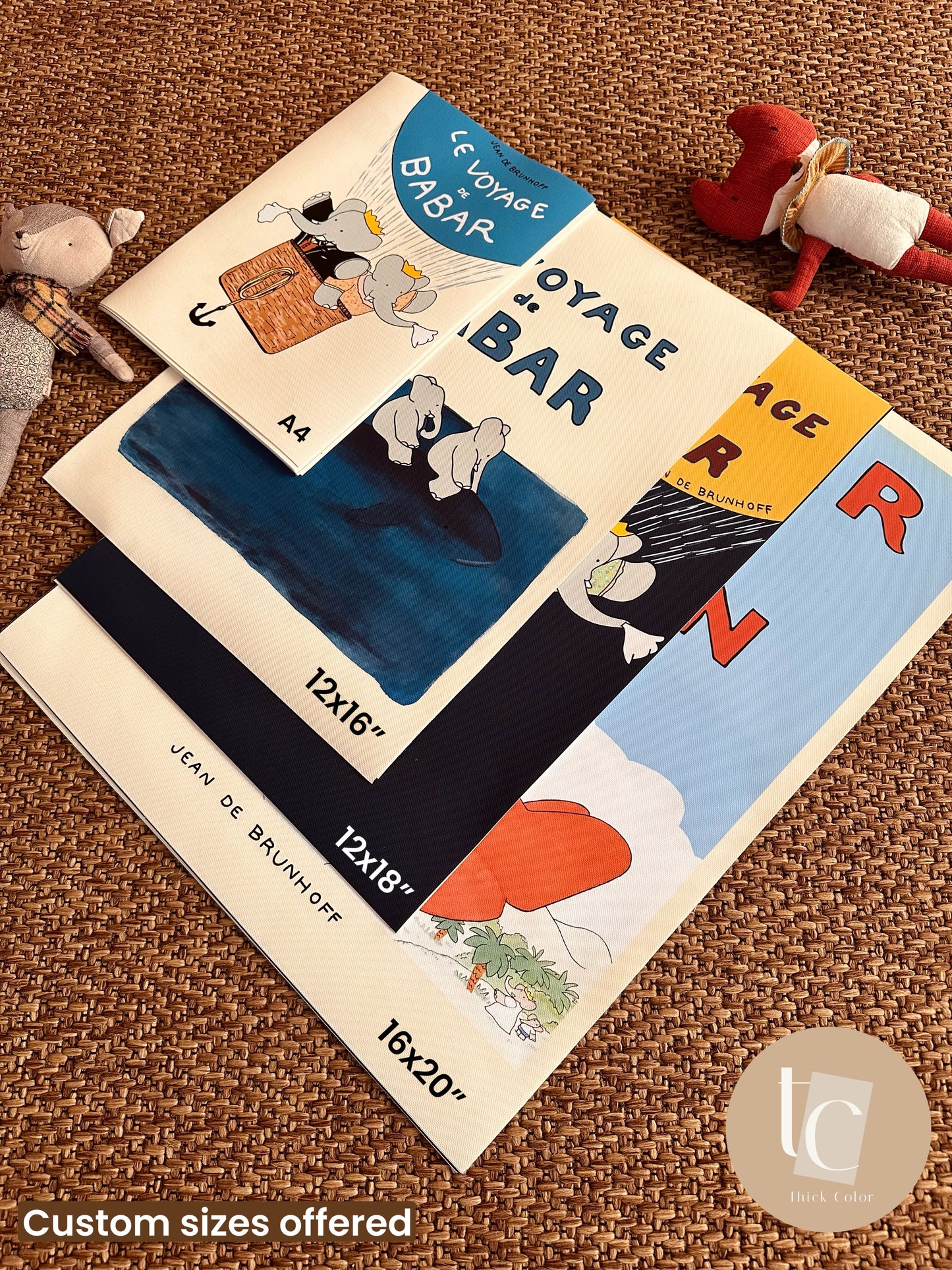 Babar the elephant sailing on a whale nursery wall art retro kids decor quote wall art genre neutral baby wall art canvas nursery prints boy