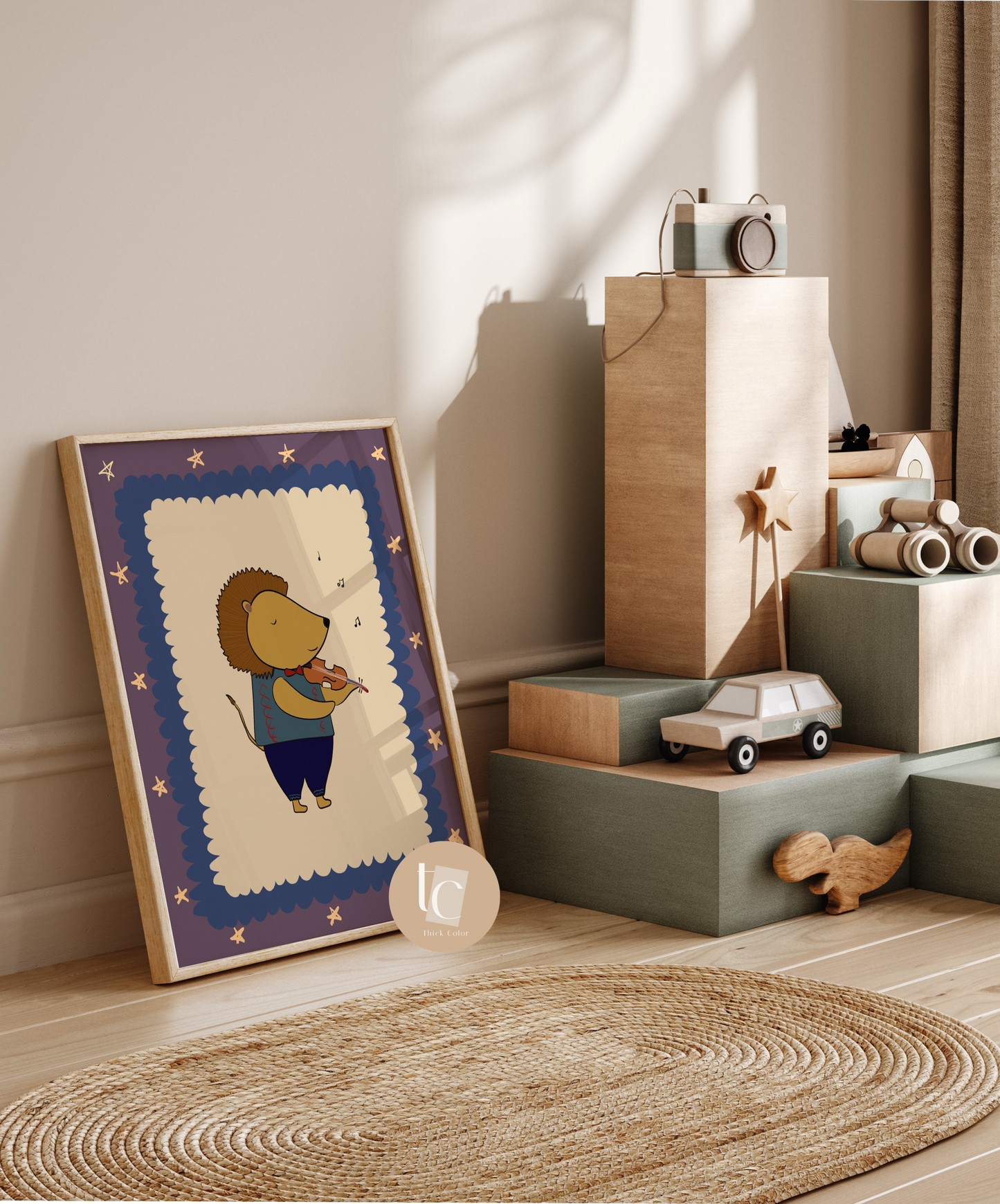 Cute Lion playing violin Nursery print
