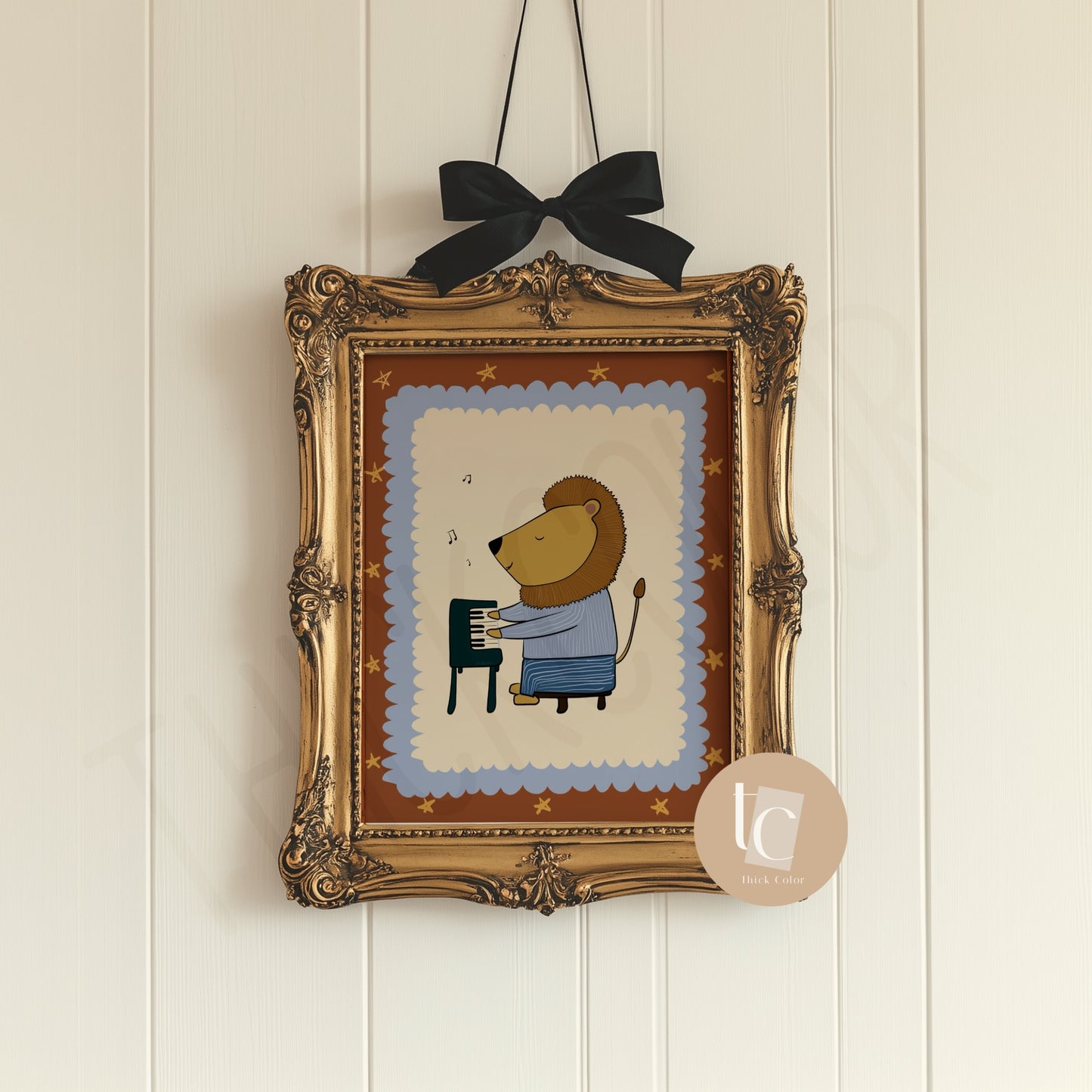 Cute Lion playing piano Nursery print