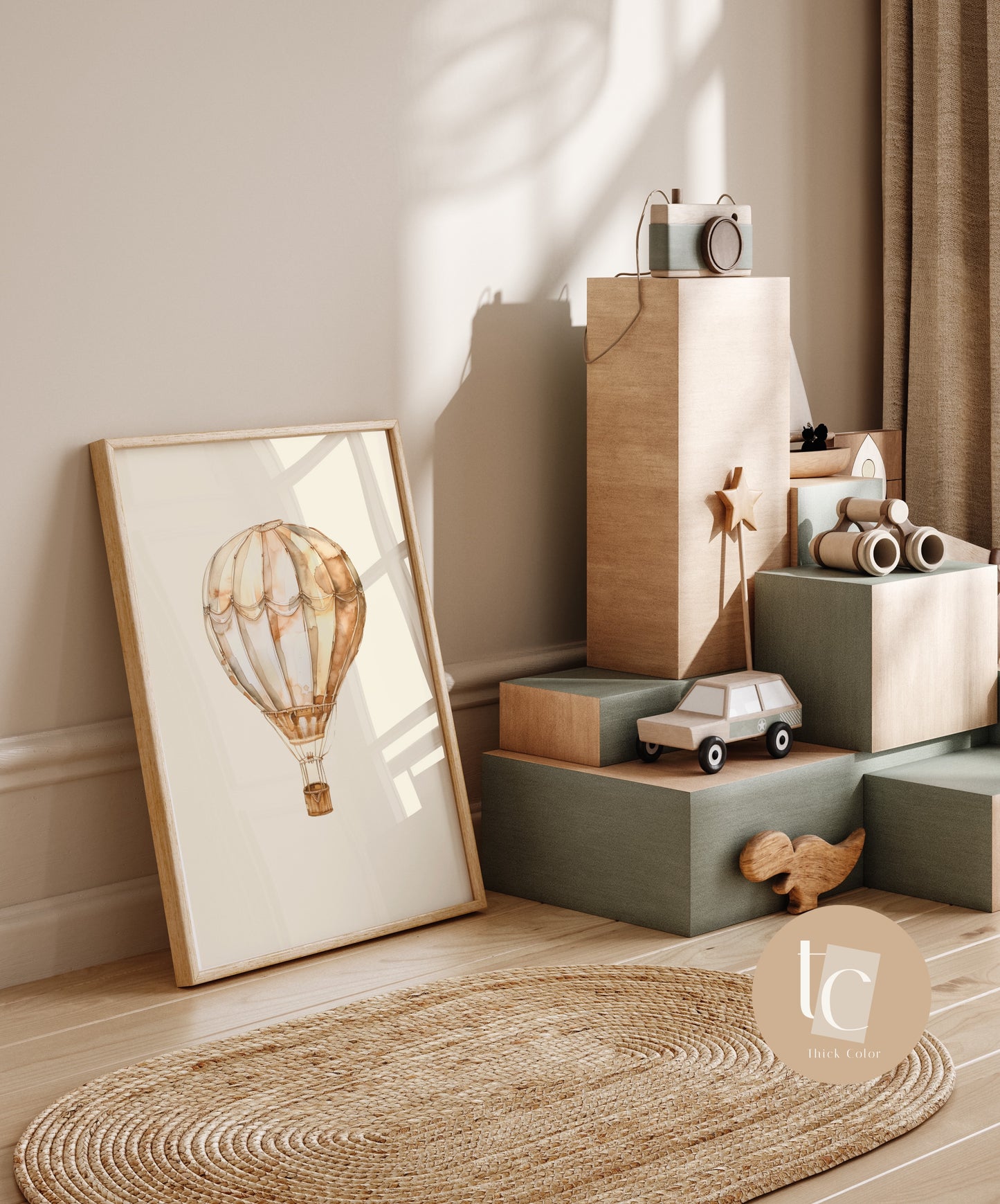 Gender neutral hot air balloon nursery wall art retro kids decor quote wall art genre neutral baby wall art illustration nursery print