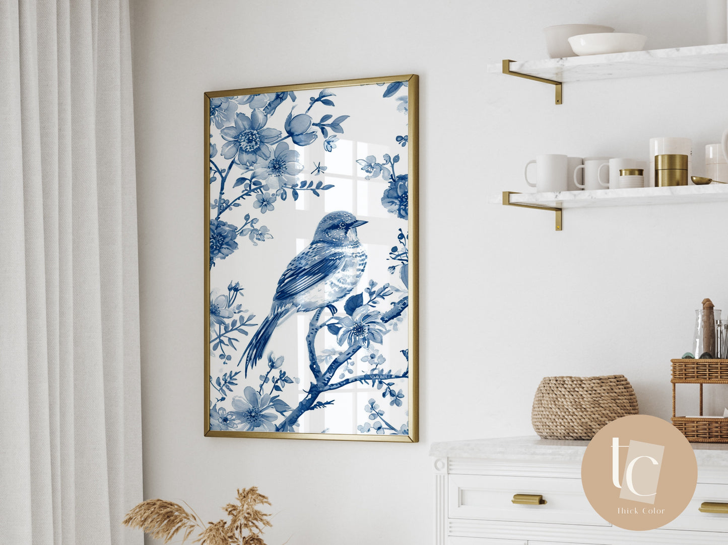 Blue Chinoiserie Wall Art Print Set of 2