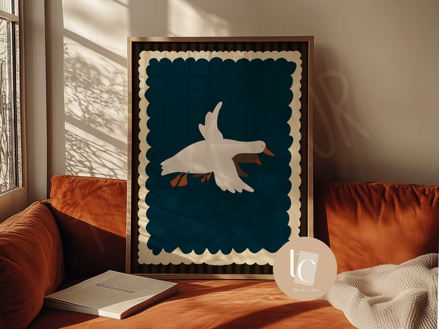 A Silly Goose Mum and Baby Flying Nursery Print