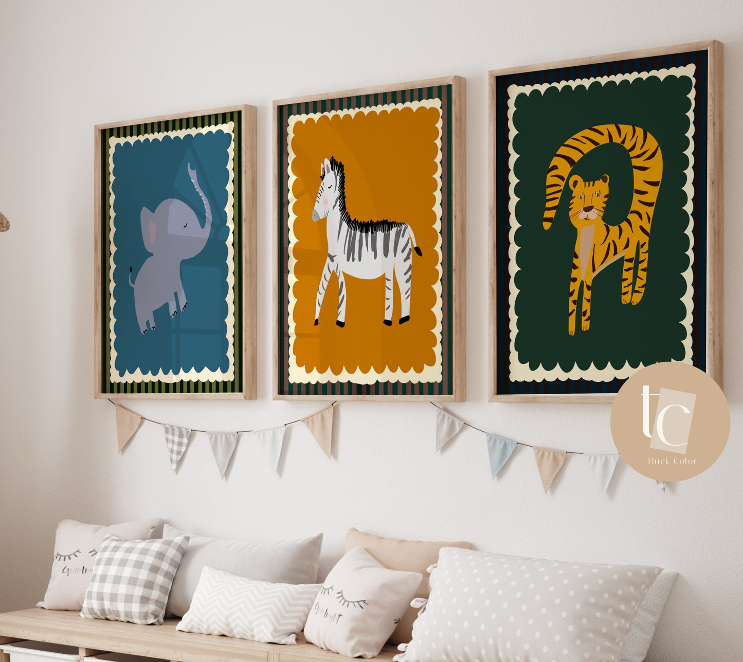 Elephant nursery retro eclectic print