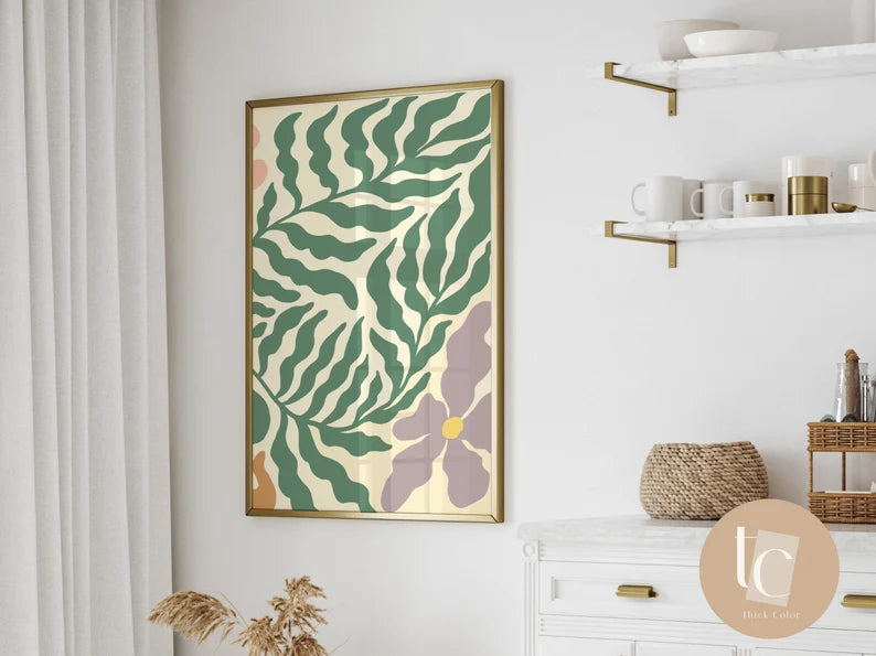 Subtle pastel toned botanical abstract canvas print