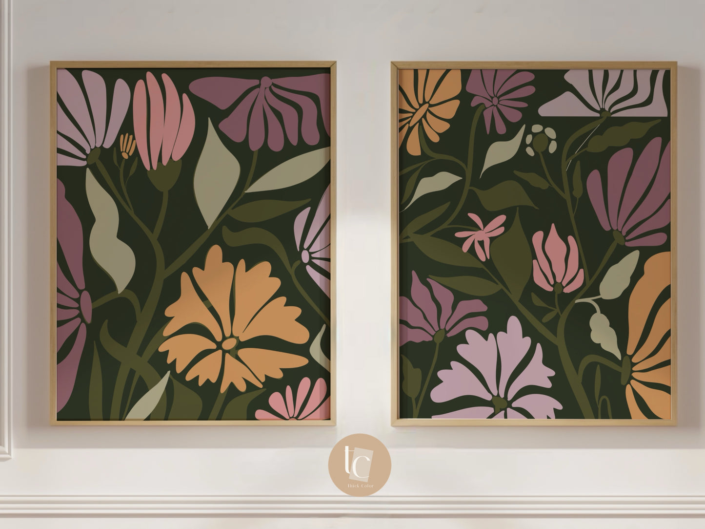 Botanical colorful abstract canvas print