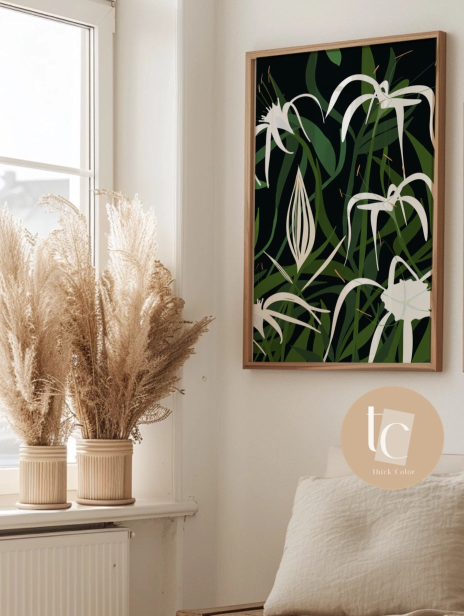 Spider Lilly Botanical light abstract canvas print