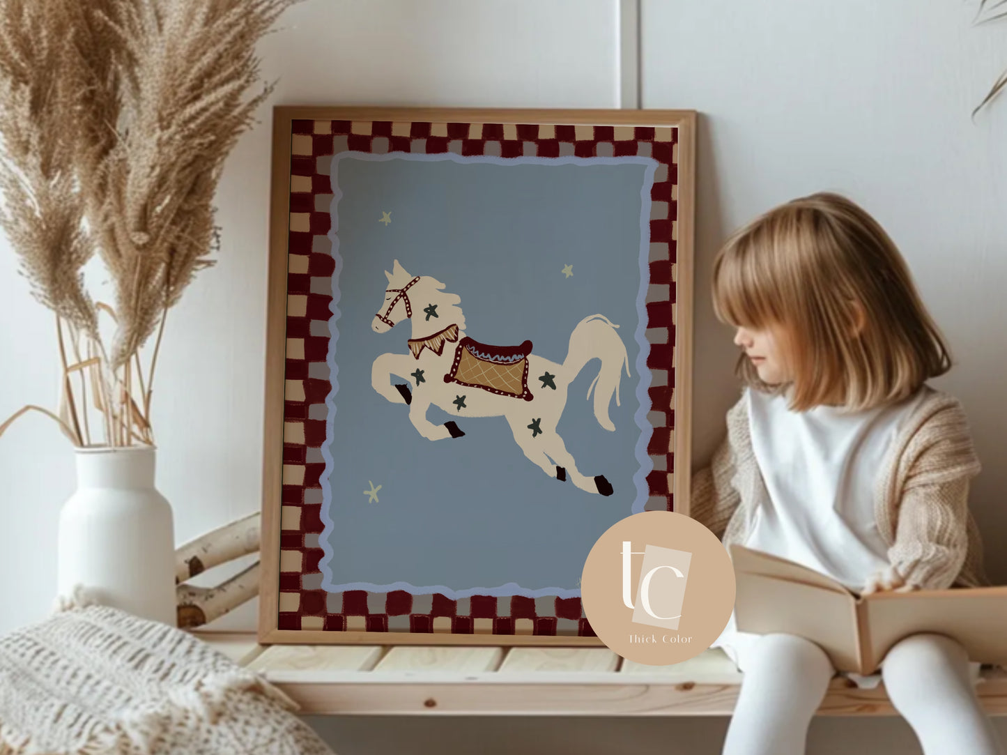 Whimsical horse nursery print