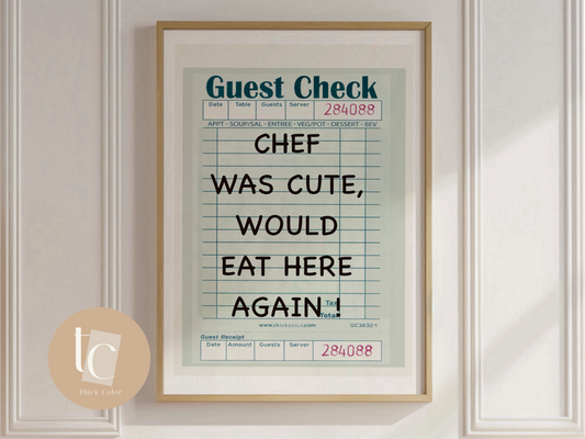 Chef was cute would eat here again wall art funny Print kitchen Wall Art canvas Prints Hallway Posters kitchen Posters chef Physical Print