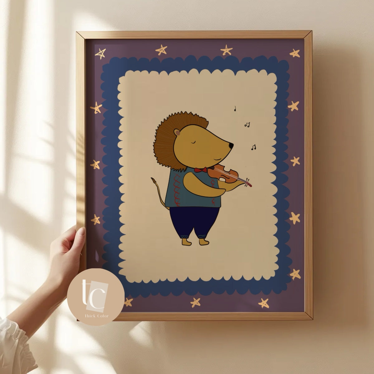 Cute Lion playing violin Nursery print