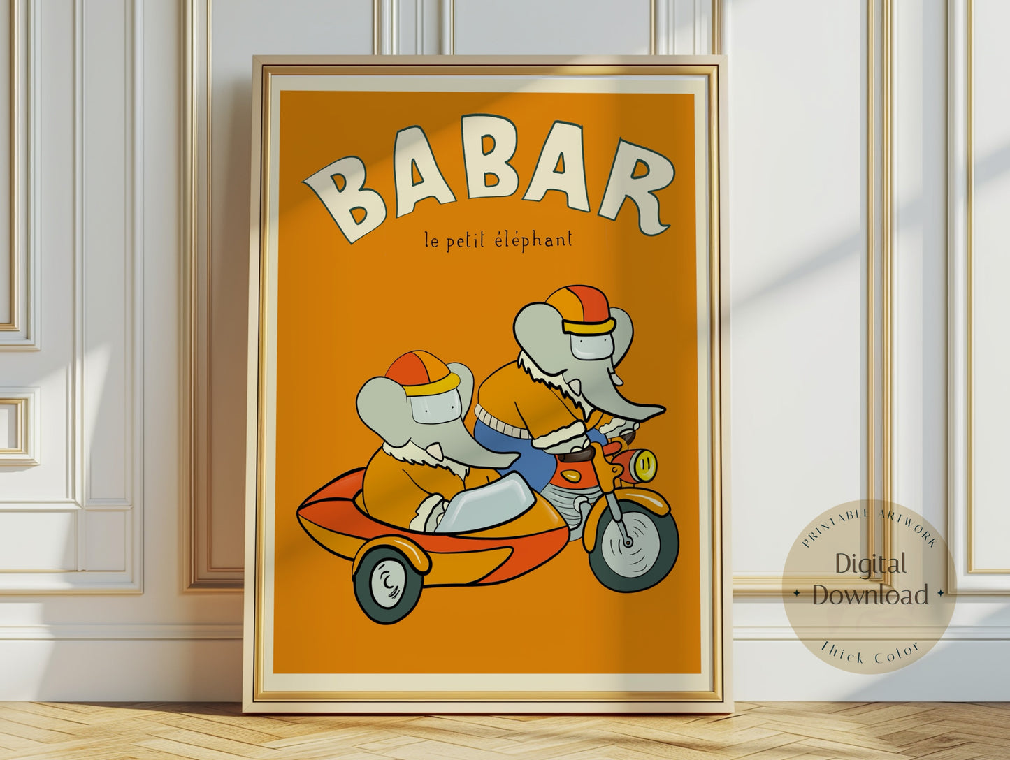 Babar the elephant hot air balloon  nursery wall art retro kids decor quote wall art genre neutral baby wall art illustration nursery print
