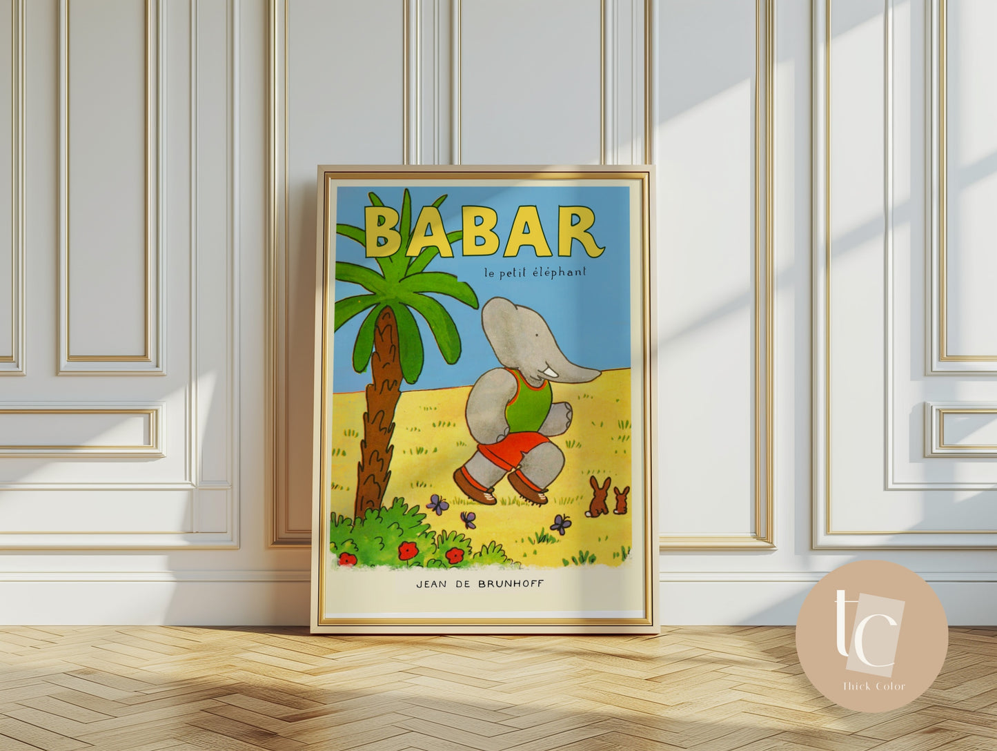 Babar the elephant nursery wall art retro kids decor quote wall art genre neutral baby wall art illustration nursery print