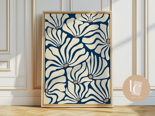 Botanical blue abstract canvas print