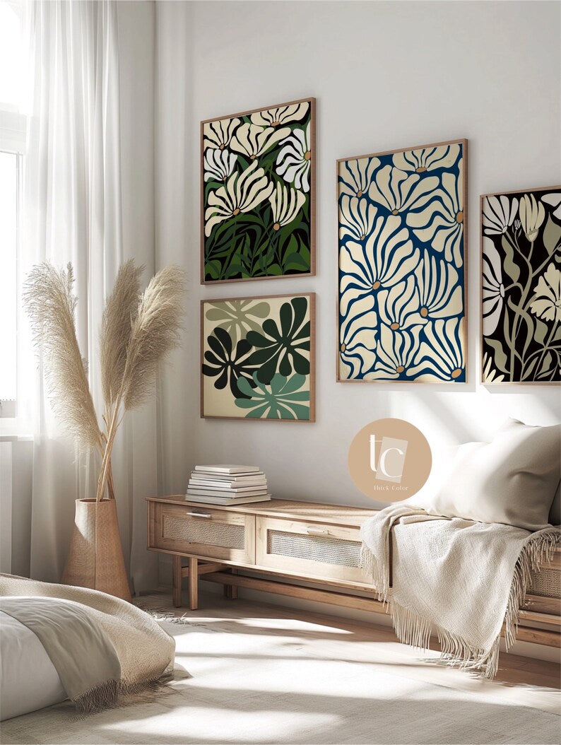 Botanical blue abstract canvas print