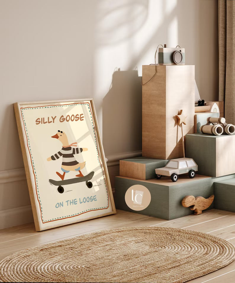 Silly goose on the loose nursery print