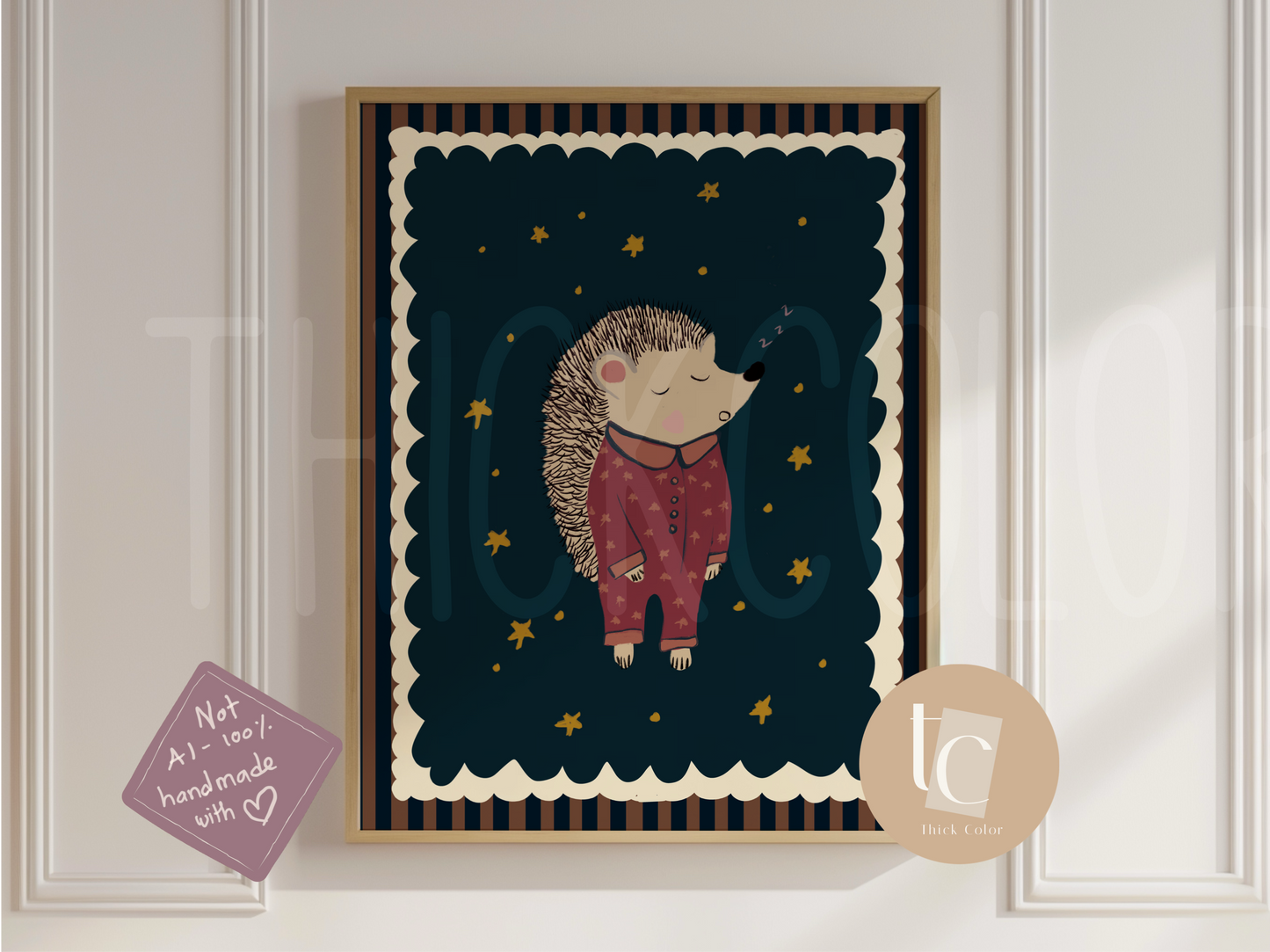Cute Hedgehog in Pajamas Magical Bedtime Nursery Print