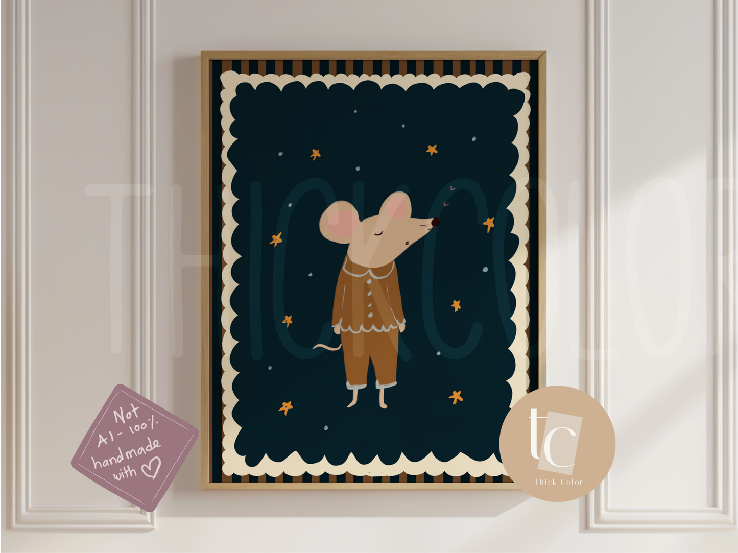 Cute Mouse in Pajamas Magical Bedtime Nursery Print