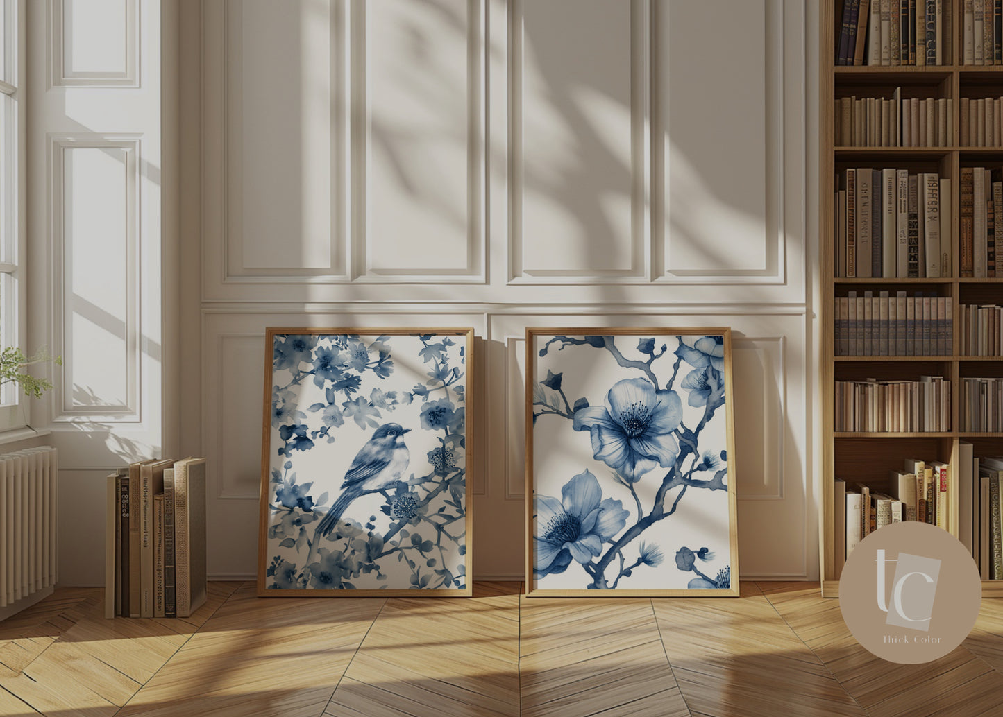 Blue Chinoiserie Wall Art Print Set of 2