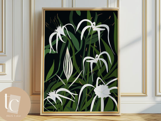 Spider Lilly Botanical light abstract canvas print