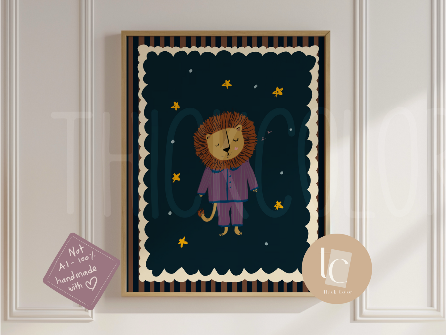Cute Lion in Pajamas Magical Bedtime Nursery Print