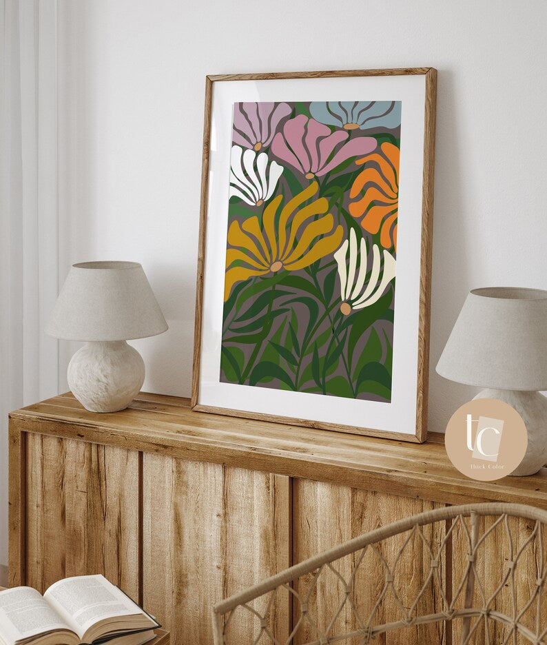 Colorful botanical abstract canvas print