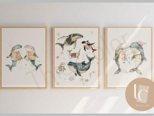 Under the ocean friends set of 3 prints