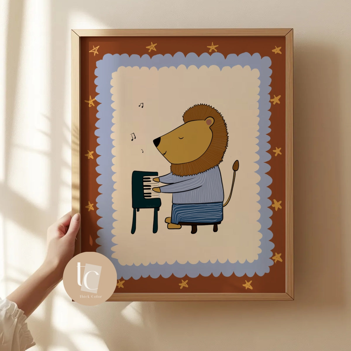 Cute Lion playing piano Nursery print