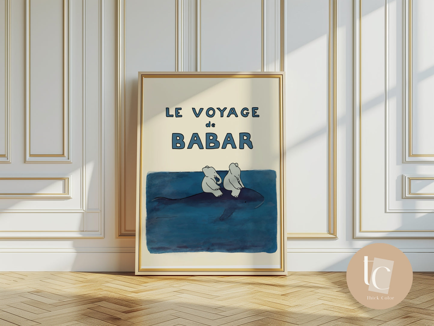 Babar the elephant sailing on a whale nursery wall art retro kids decor quote wall art genre neutral baby wall art canvas nursery prints boy