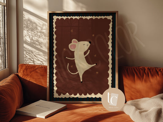 Cute Mouse Dancing Nursery Print