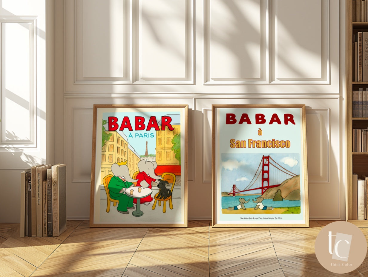 Babar set of 3 Nursery prints