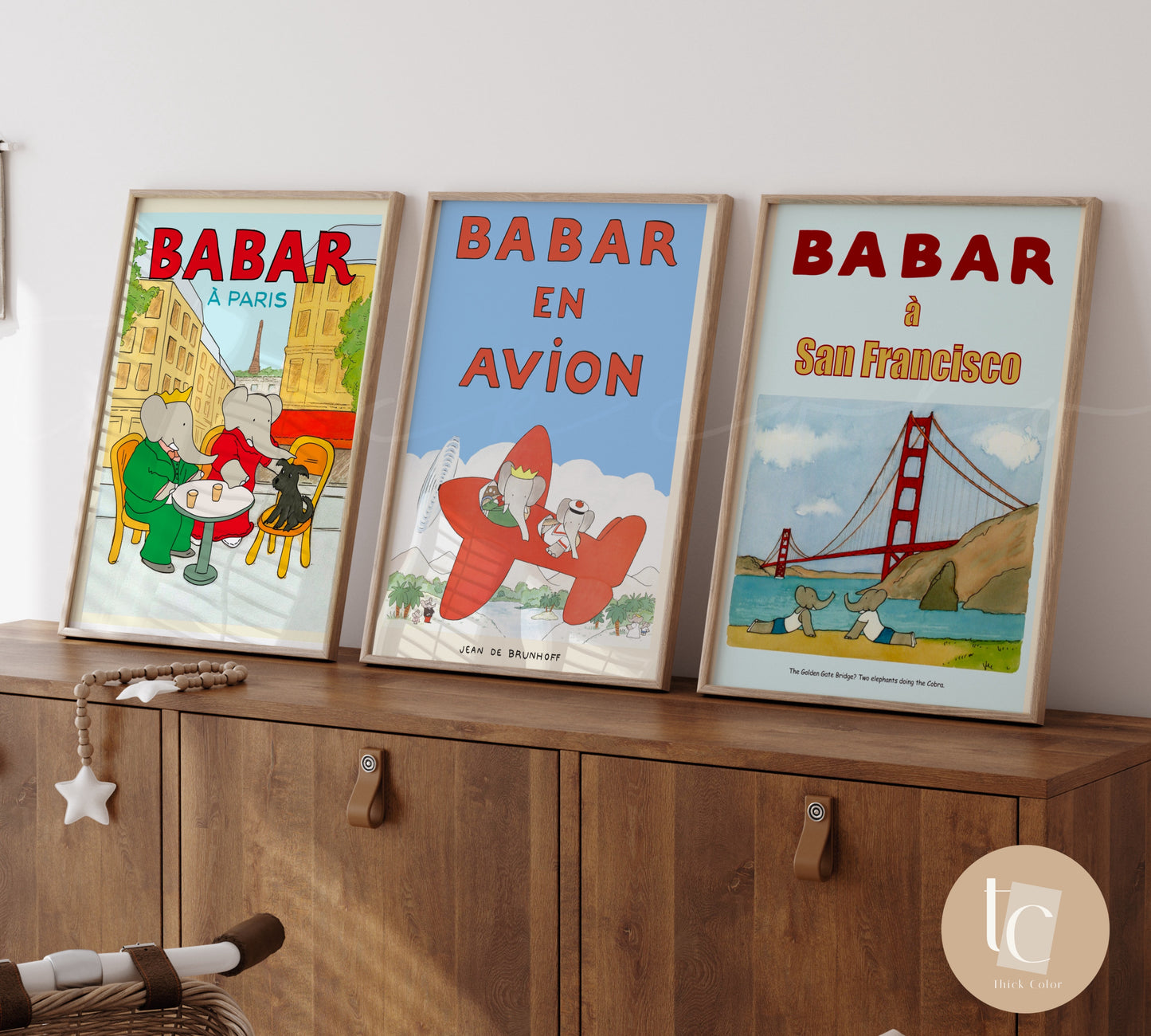Babar set of 3 Nursery prints