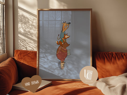 Woodland Animals Friend Treasure Hunt Pile Nursery print