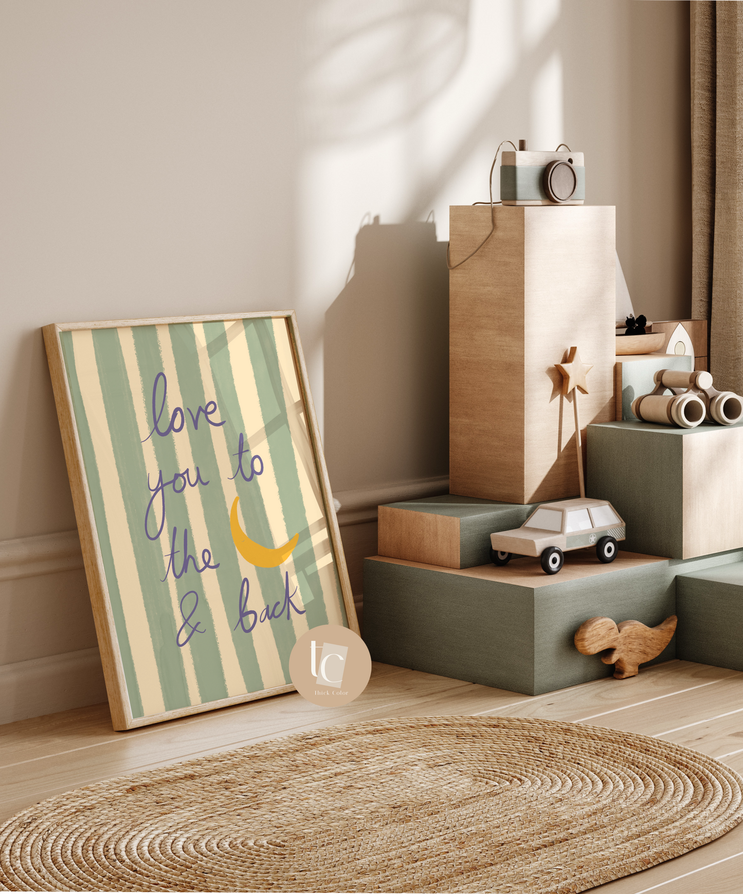 Love you to the moon and back nursery saying quote print