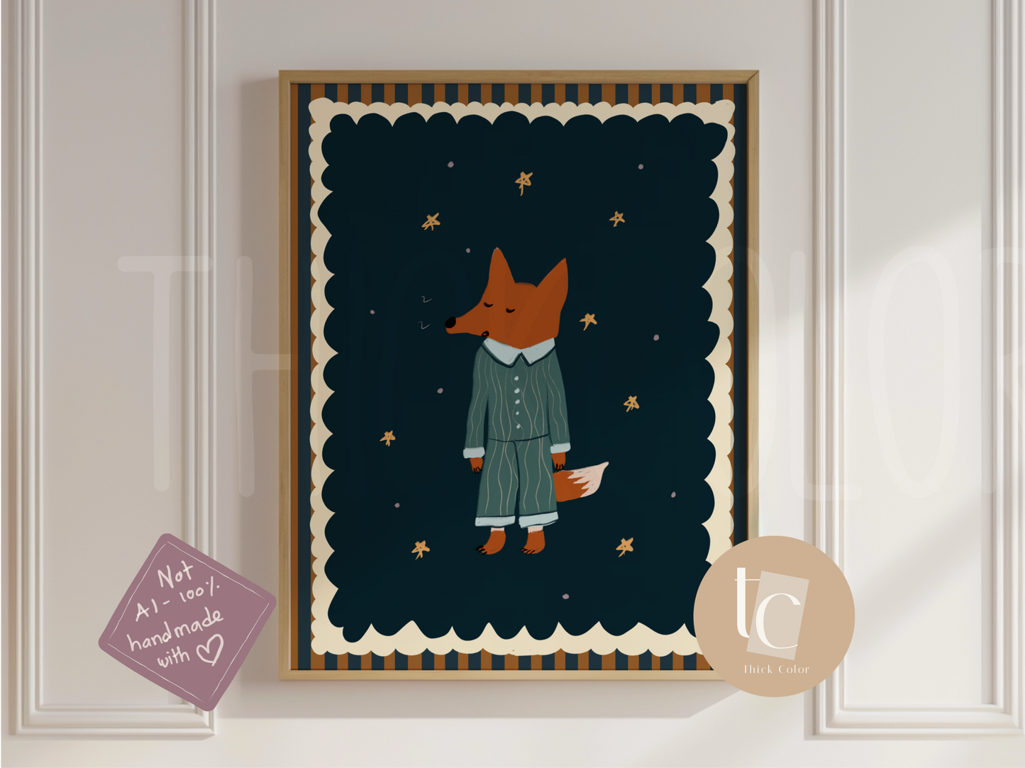 Cute Fox in Pajamas Magical Bedtime Nursery Print