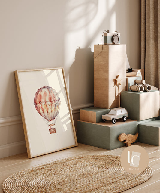 Gender neutral hot air balloon  nursery wall art retro kids decor quote wall art genre neutral baby wall art illustration nursery print