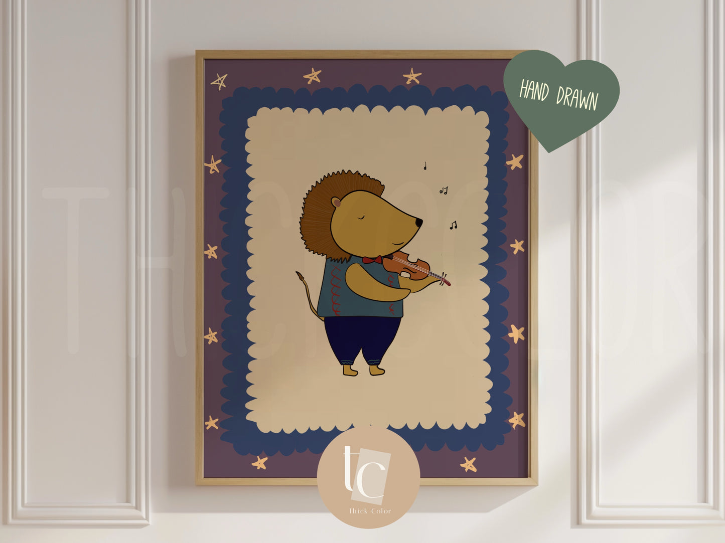 Cute Lion playing violin Nursery print