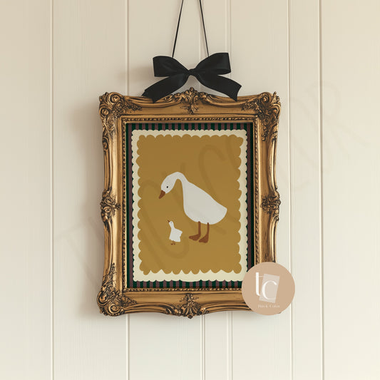 A Silly Goose Yellow Mum and Baby Yellow Print