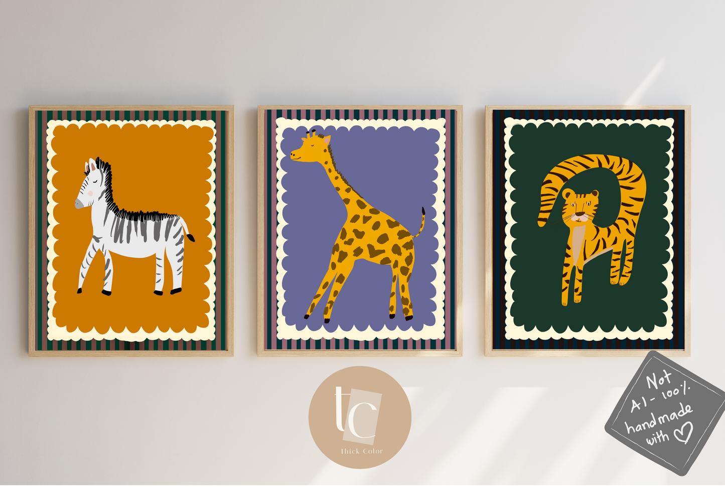 Giraffe eclectic retro nursery print