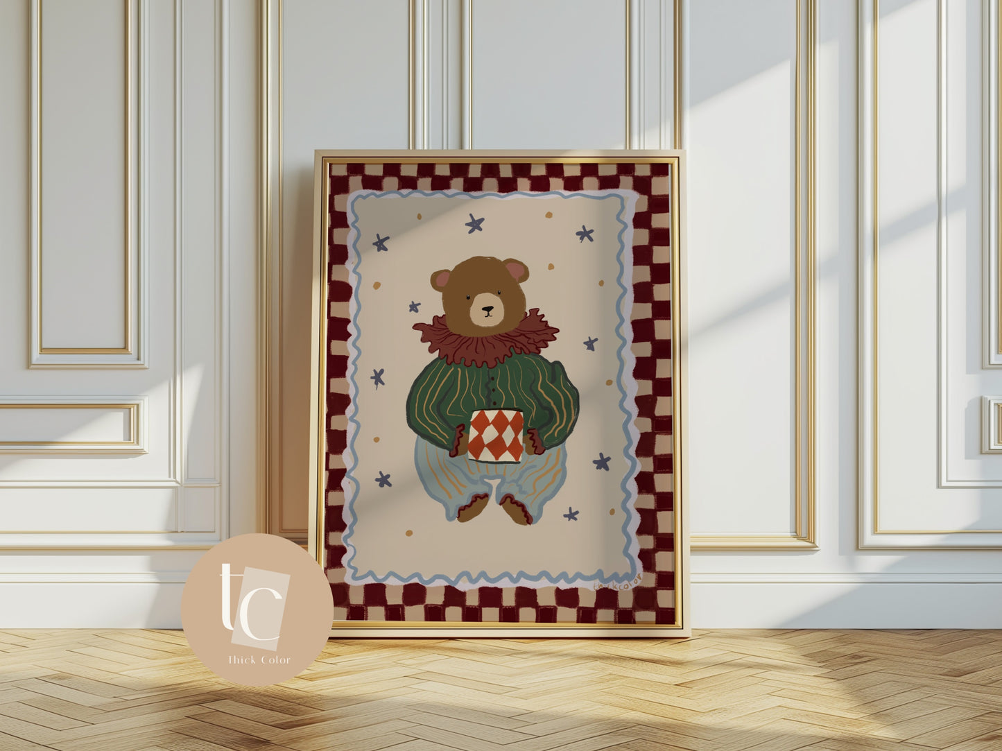 A Teddy with a drum nursery print