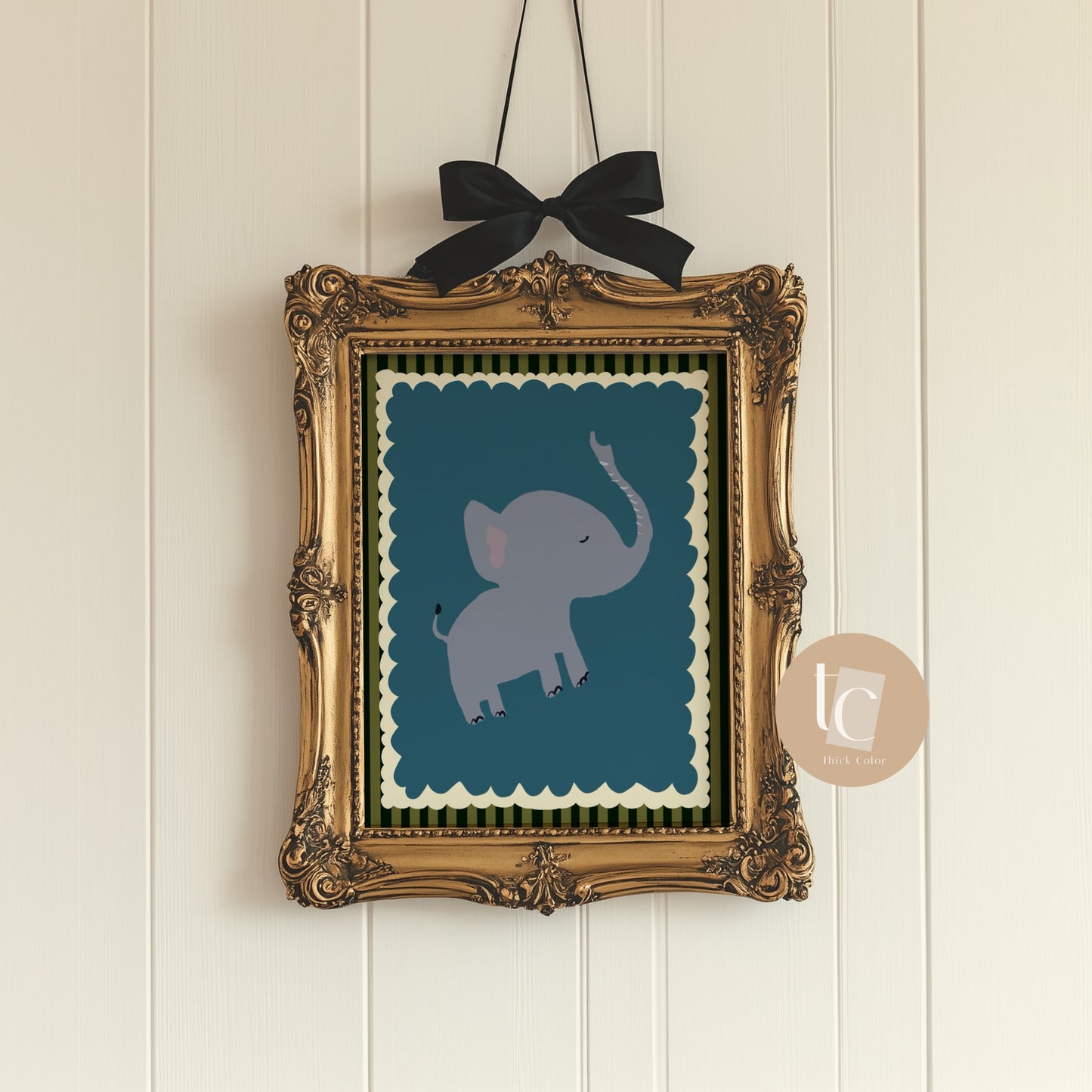 Elephant nursery retro eclectic print