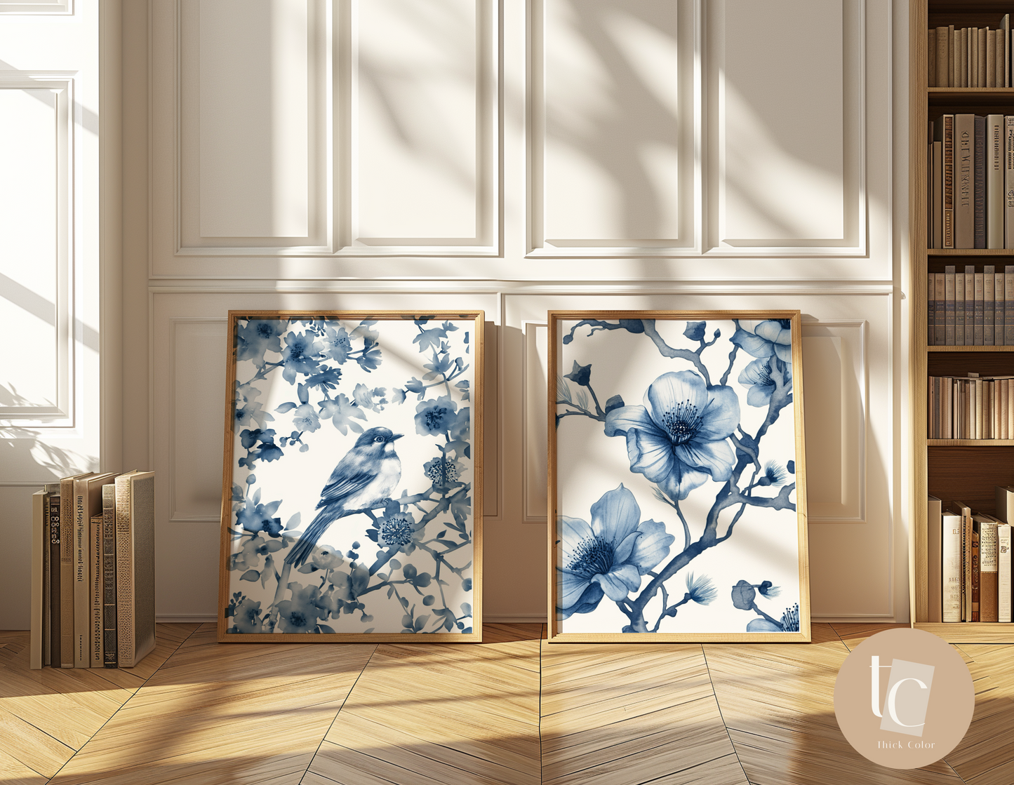 Blue Chinoiserie Wall Art Print Set of 2