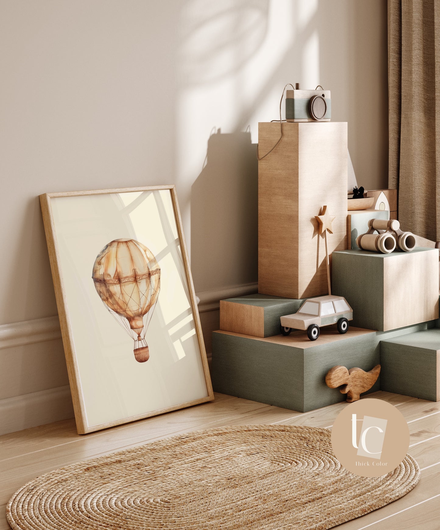 Gender neutral hot air balloon  nursery wall art retro kids decor quote wall art genre neutral baby wall art illustration nursery print