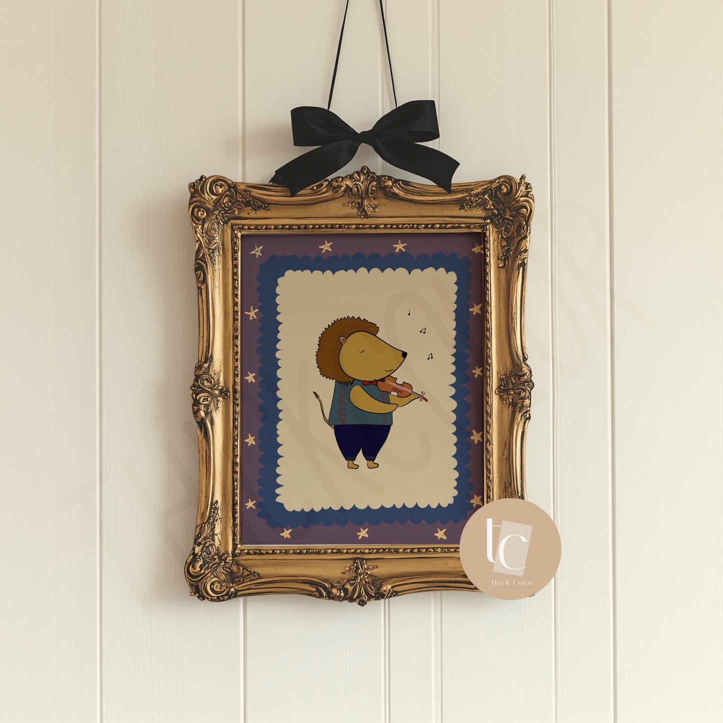 Cute Lion playing violin Nursery print