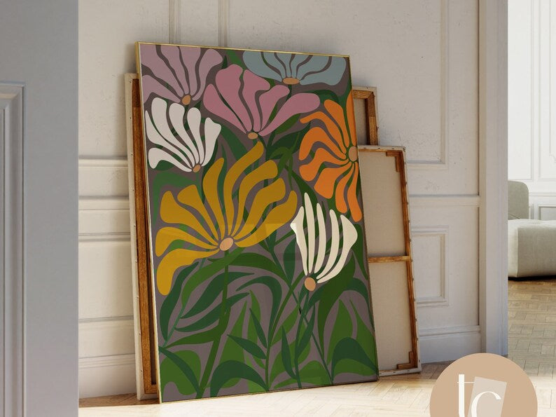 Colorful botanical abstract canvas print