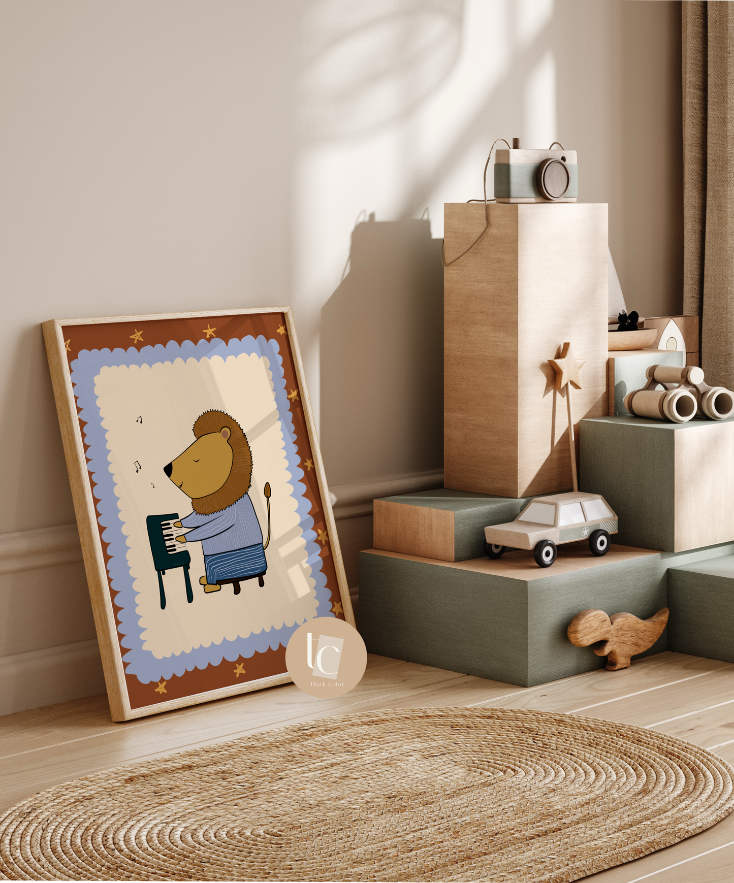 Cute Lion playing piano Nursery print