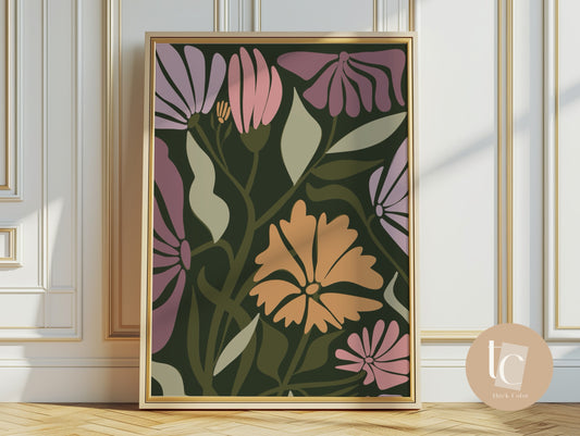 Botanical colorful abstract canvas print