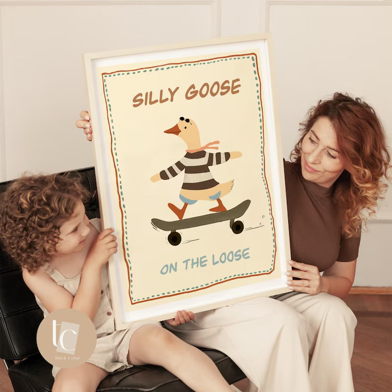 Silly goose on the loose nursery print