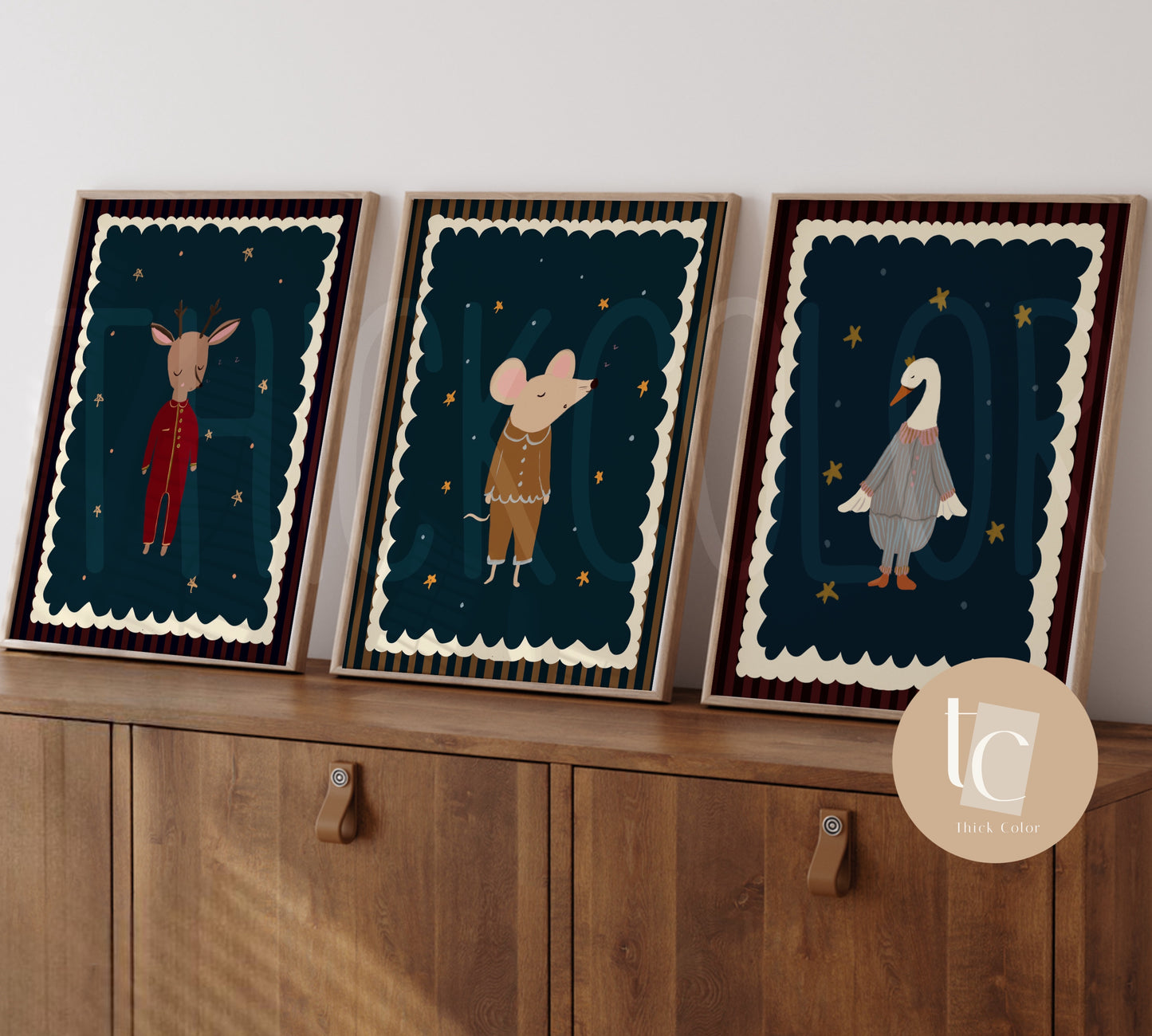 Set of 6 Woodland Animals in Pajamas