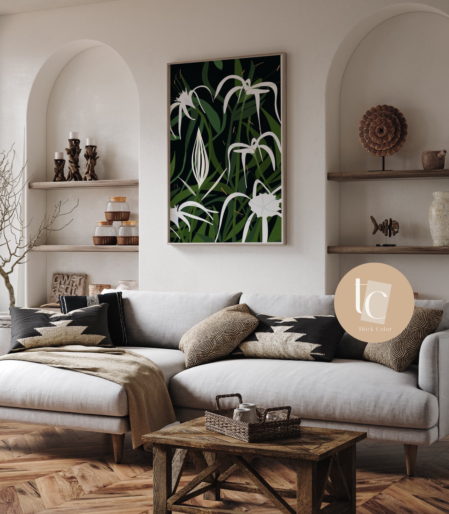 Spider Lilly Botanical light abstract canvas print