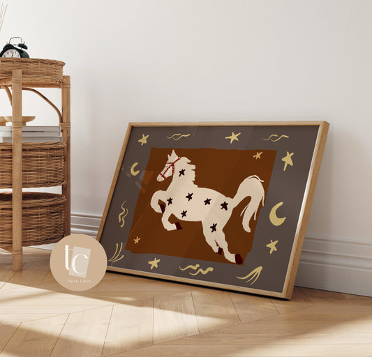 Nusery Whimisical Horse Print ||