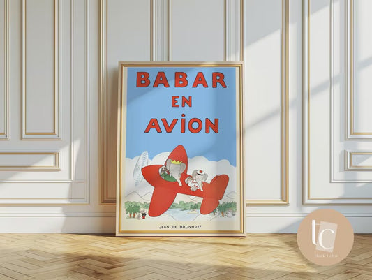 Babar le petit éléphant en avion airoplane print